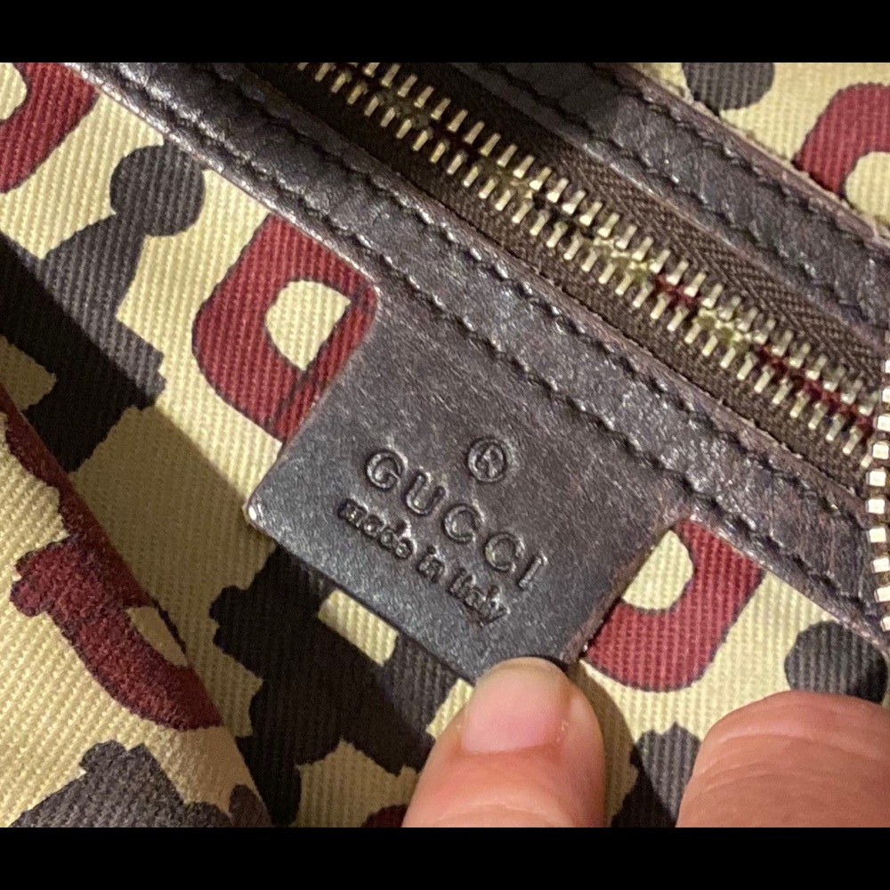 Gucci Monogram Brown leather hobo bag (authentic) - Picture 11 of 16